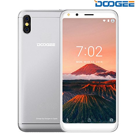 Unlocked Smartphones, DOOGEE X53 18:9 Screen Ratio 5.3" Full-view Display - Android 7.0 Dual SIM 3G Phones Unlocked- 1GB RAM   16GB ROM - Dual 5MP Camera - Unlocked Cell Phones, Silver