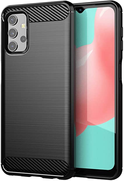 Galaxy A32 5G Case,Turphevm Carbon Fiber Soft TPU Slim Fashion Anti-Fingerprint,Anti-Scratch & Non-Slip Protective Phone Case Cover for Samsung Galaxy A32 5G 2020 (Black TPU)