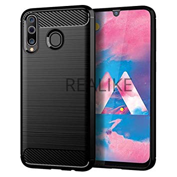 REALIKE Samsung M30 Back Cover, Carbon Fiber Full Shockproof Back Case for Samsung M30 (Carbon Black)