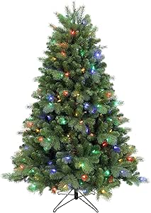 Honeywell 5 ft Crestone Fir Pre-Lit Artificial Christmas Tree with 250 Color-Changing LED Lights, Xmas Tree with 1048 PVC/PE Tips, Tree Top Connector, UL Certified Entire Tree