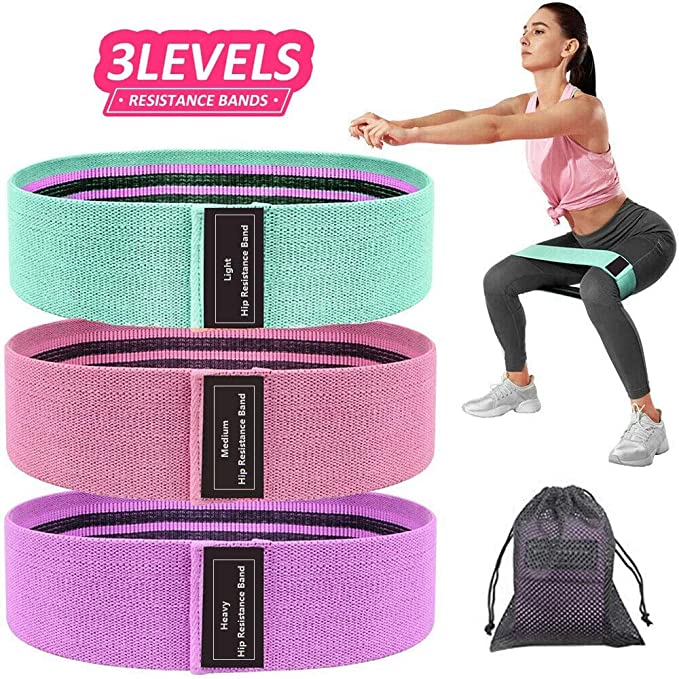Weeewow Resistance Bands Set for Legs and Butt Exercise Workout Bands Resistance for Women, 3 Levels Non-Slip Elastic Sports Fitness Gym Booty Bands for Squat Glute Hip Training Yoga