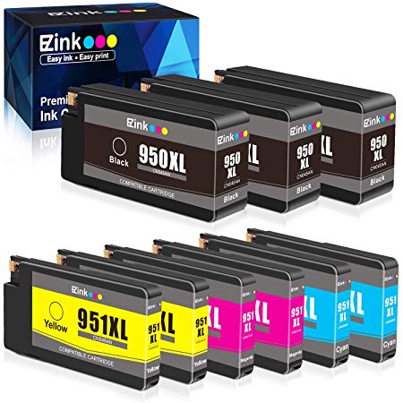 E-Z Ink (TM) Compatible Ink Cartridge Replacement for HP 950XL 951XL 950 XL 951 XL to use with OfficeJet Pro 8610 8600 8615 8620 8625 8100 276dw 251dw(3 Black, 2 Cyan, 2 Magenta, 2 Yellow, 9 Pack）