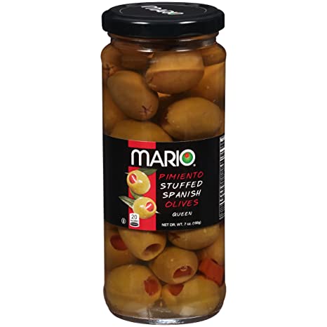 Mario Camacho Foods Queen Olives Stuffed with Minced Pimiento, 7 Ounce