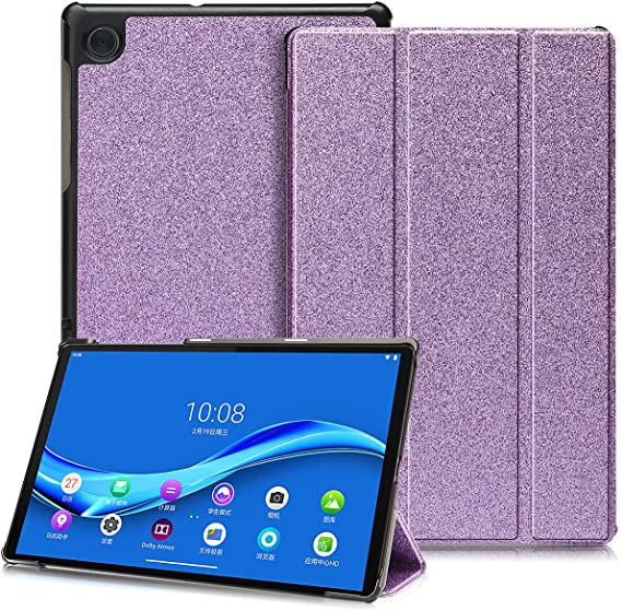 ACdream Case for Lenovo Tab M10 FHD Plus 10.3" Tablet 2020 Release, Ultra Slim Trifold Leather Cover for Lenovo Tab M10 Plus TB-X606F/TB-X606X 10.3 FHD with Auto Wake Sleep, Glitter Purple