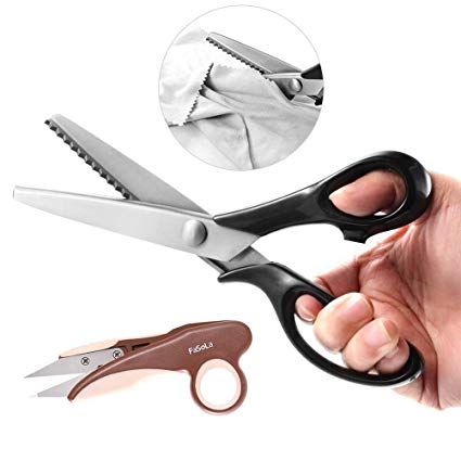 Fabric Craft Scissors Thread Detail Snips, Serrated Scalloped Stainless Steel Handled Professional Scissors, Sewing Scissors for Leather, Tailoring, Thread, Paper Crafts Hand Shears (Serrated3mm)