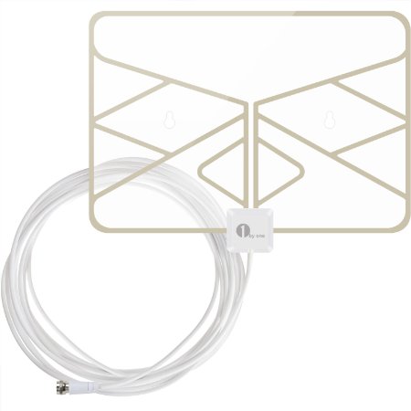 1byone Window Antenna 35 Miles Super Thin HDTV Antenna with 20ft Coaxial Cable Extreme Soft Design and Lightweight