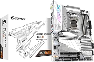 GIGABYTE X670E AORUS PRO X (AM5/ LGA 1718/ AMD/ X670E/ EATX/ 5-Year Warranty/ DDR5/ Quad M.2/ PCIe 5.0/ USB 3.2 Gen2X2 Type-C/WiFi 7/ Intel 2.5GbE LAN/Q-Flash Plus/EZ-Latch Plus/Motherboard)