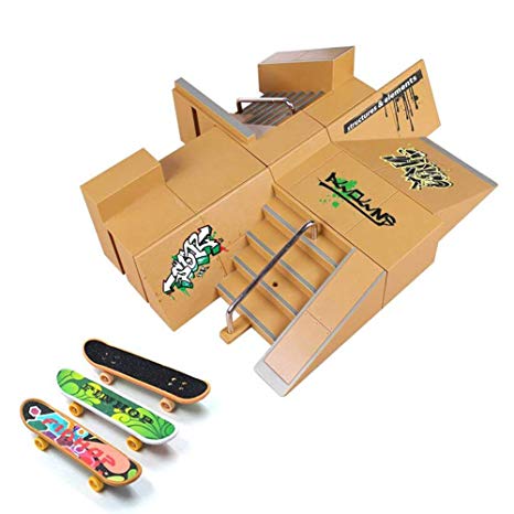 Skate Park Kit, Hometall 8PCS Skate Park Kit Ramp Parts for Finger Skateboard Ultimate Parks Training Props (8PCS)
