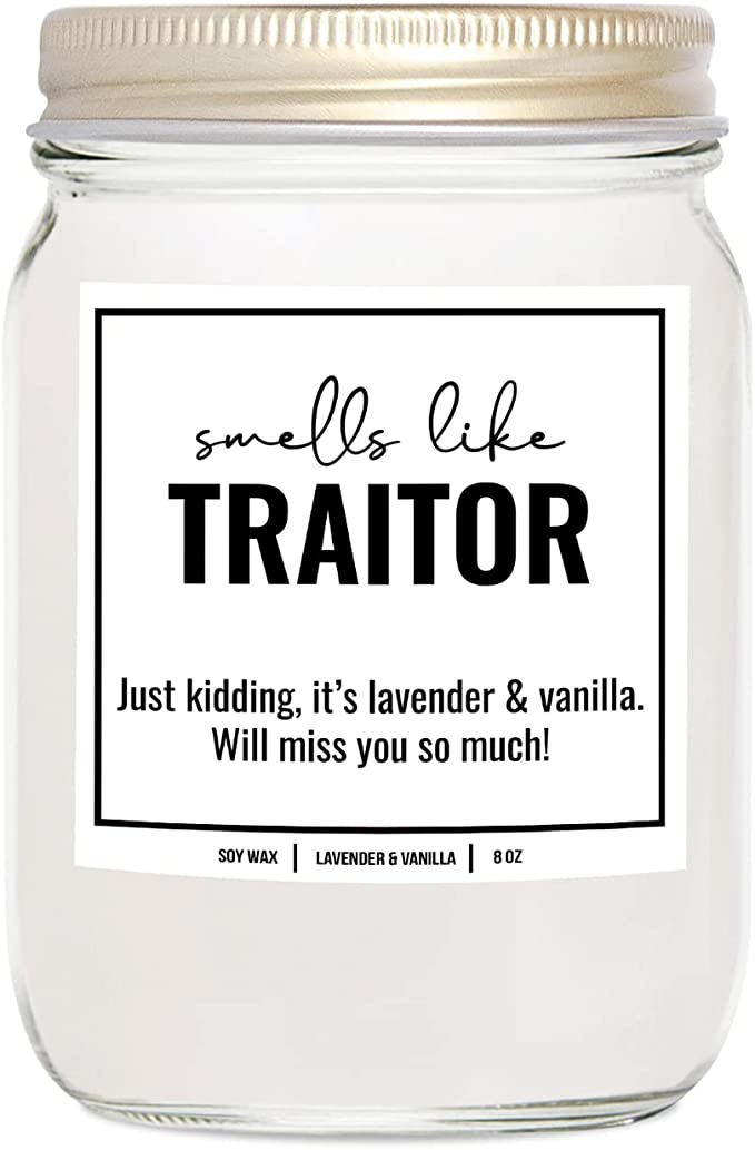 YouNique Designs New Job Candle for Women, 8 Ounces, Going Away Candle for Coworker, Coworker Leaving Candle for Women, Farewell, Goodbye, All Natural Soy Aromatherapy Candles (Lavender & Vanilla)