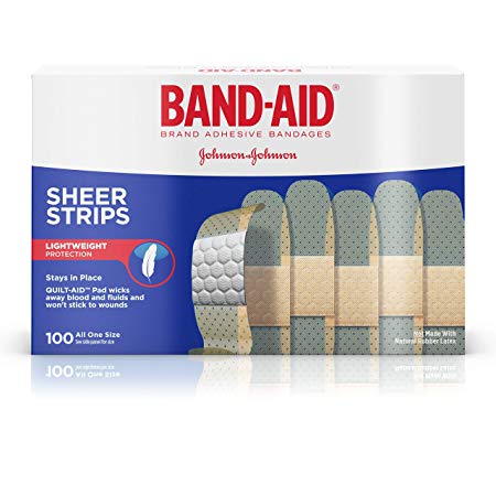 Band-Aid Brand Adhesive Bandages Sheer, All One Size, 100 Count
