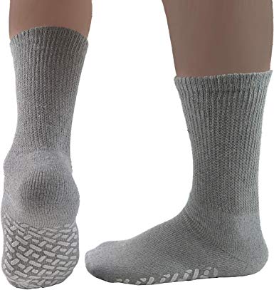 Diabetic Socks Non-slip Grip Mens/Womens Cotton 3-Pack Ankle/Crew Three Colors By DEBRA WEITZNER