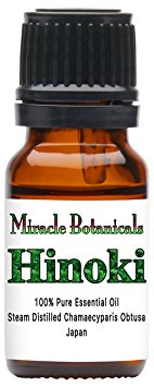 Miracle Botanicals Hinoki Essential Oil - 100% Pure Chamaecyparis Obtuse - 10ml or 30ml Sizes - Therapeutic Grade - 10ml