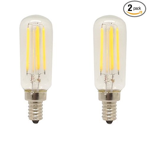 Mansa Lighting, T25/T8 Style LED Bulb (Tube Shape), 2 Pack, 400 Lumens, 4 Watts, E12 Candle Base, Warm White, 40W Equivalent