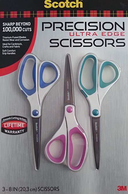 Scotch Precision Ultra Edge Scissors, 3 Pack