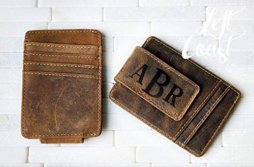Personalized Leather Money Clip Groomsman Men Gift Best Man Dad Boyfriend Brother Man Guy Wedding Usher Distressed Magnetic Monogram or Name