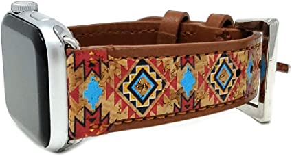 Emulily Compatible with Apple Watch Western Navajo Band 42/44 mm (Navajo Multi)