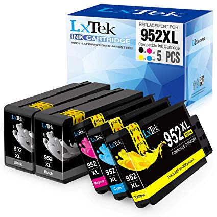 LxTek Compatible Ink Cartridge Replacement for HP 952XL 952 XL to use with Officejet Pro 7720 8720 8210 7740 8715 8730 8710 8740 8216 Printers (2 Black, 1 Cyan, 1 Magenta, 1 Yellow, 5 Pack)