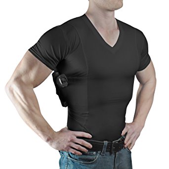 Concealment Clothes Men’s V-Neck Undercover- Concealed Carry Holster Shirt with Anti-Odor and Moisture Wicking Technology for Ultimate Comfort