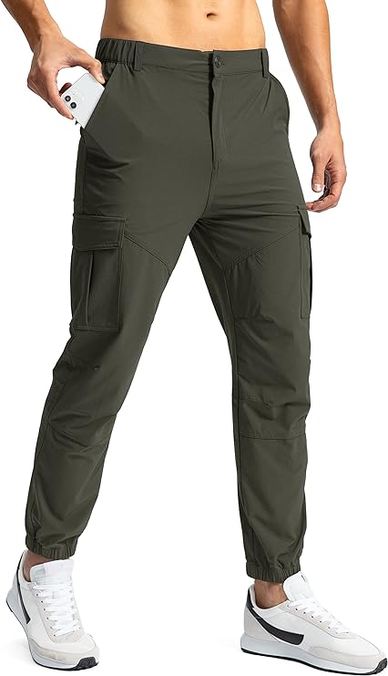 Pinkbomb Men's Hiking Cargo Pants with 7 Pockets Slim Fit Stretch Joggers Golf Cargo Work Pants for Men