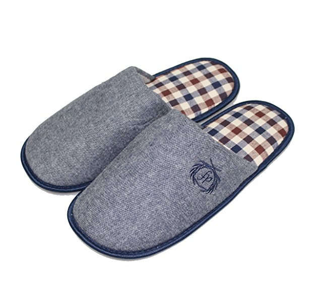 EURO SKY Stylish Cotton Grids Scalloped Clog Antiskid House Slippers