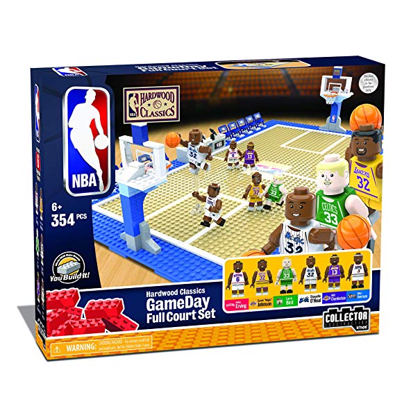 Basic Fun Knex NBA - Gameday Full Court Set - Hardwood Classics Edition Building Set - Great Gift for Boys - March Madness - Featuring Shaquille O'Neal - 12.5" x 33" x 6"