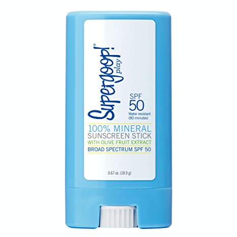 Supergoop! PLAY 100% Mineral Sunscreen Stick.67 oz - Reef-Safe, SPF 50 Broad Spectrum Face Sunscreen For Sensitive Skin with Olive Fruit Extract - Clean ingredients - Great For Active Days