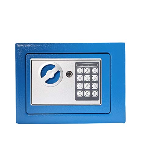 Yuanshikj Electronic Deluxe Digital Security Safe Box Keypad Lock Home Office Hotel Business Jewelry Gun Cash Use Storage (Blue, 17E)