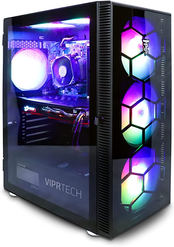 ViprTech Ultimate Gaming PC Desktop Computer - Intel i5 4th Gen, GTX 1060 6GB, 16GB RAM, 1TB, VR Ready, WiFi, RGB Lighting, Windows 10 Pro, Streaming, Editing, 1-Year Warranty