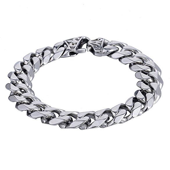 Trendsmax Mens Boys Chain Cut Cuban Curb Polished Link 316L Stainless Steel Bracelet 7-11 inch