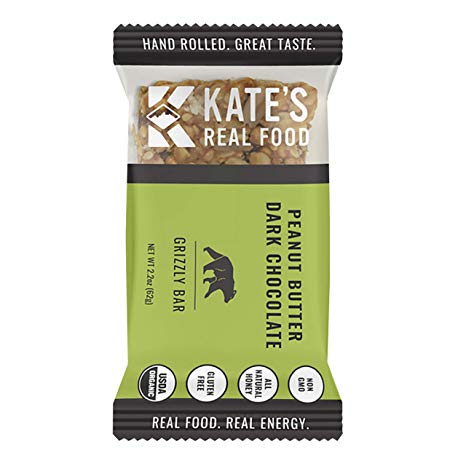 Kate’s Real Food Granola Bars 12 Pack | Grizzly Bar Peanut Butter and Dark Chocolate | Clean Energy, Organic Ingredients, Gluten Free, Non GMO | All Natural Delicious Health Snack