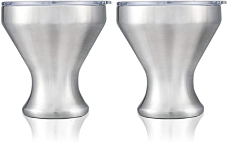 Jillmo Martini Glass, Insulated Stainless Steel Margarita Glass with Lid, Set of 2