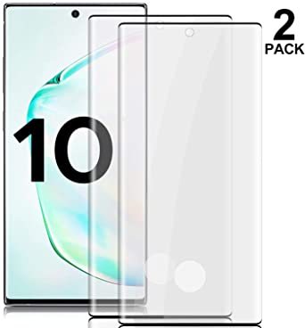 2-Pack Galaxy Note 10 Screen Protector Tempered Glass - HD Clear Protective Film[9H Hardness] [Full Coverage][Fingerprint Support][Case Friendly] [Bubble Free], for Samsung Galaxy Note 10 (6.3")
