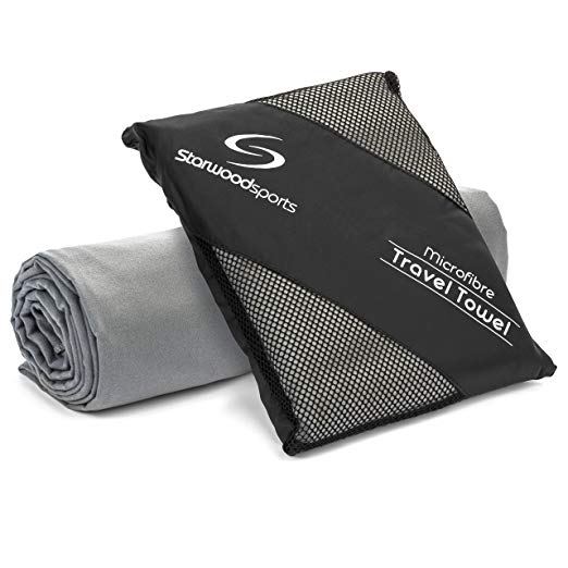 Starwood Sports Microfiber Travel Towel for the Gym, Beach, Camping, Swimming, Yoga, Pilates – Quick Dry, Lightweight, Compact and Antibacterial