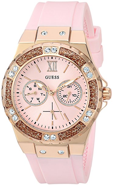 GUESS Women's Stainless Steel Crystal Silicone Watch