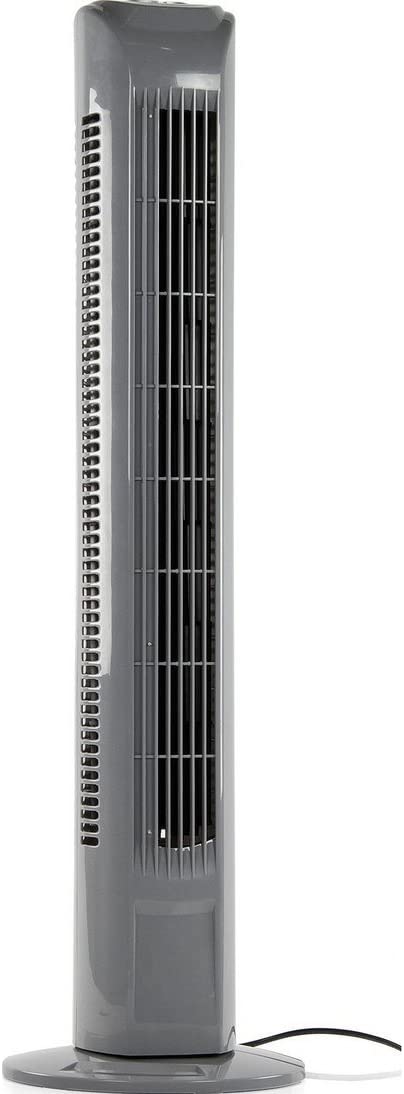 Challenge Grey Oscillating Tower Fan with Remote Control.
