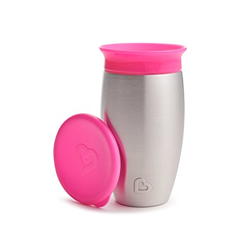 Munchkin Miracle Stainless Steel 360 Sippy Cup, Pink, 10 Ounce