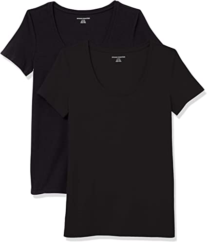 Amazon Essentials Women's 2-Pack Classic-Fit Short-Sleeve Scoopneck T-Shirt