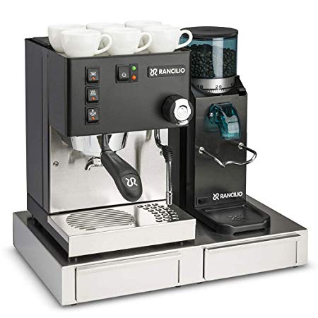 Rancilio Silvia and Rocky Bar Combo with Base - Doserless (20th Anniversary Edition - Black) (Black)