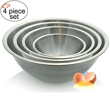 Tiger Chef Mixing Bowl Set - Stainless Steel Bowls, 3, 5, 8 and 13 Quart Standard Weight Professional Cookware Mixing and Prep Bowls (Set of 4)…