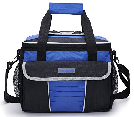 MIER Large Soft Cooler Bag Insulated Lunch Box Bag Picnic Cooler Tote with Dispensing Lid, Multiple Pockets(black and blue)