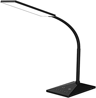 LED Desk Lamp, Aiibe Eye-Caring Table Lamps, Reading Light Dimmable with USB Charging Port, 5 Color Modes 7 Brightness Levels, for Office/Home Table Lamp (Black)