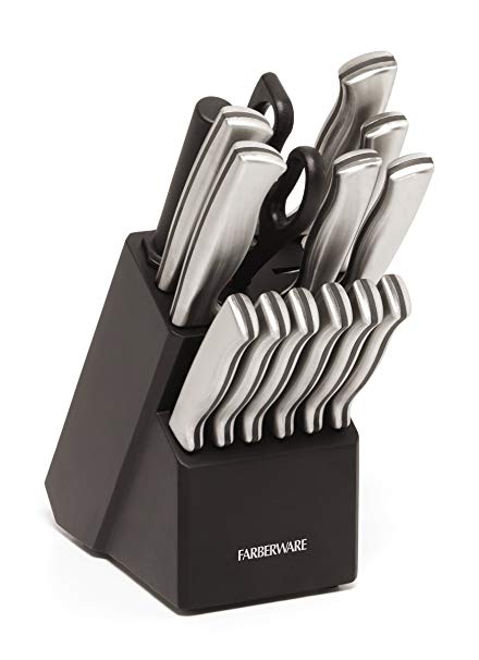 Farberware 15-Piece Stamped Stainless Steel Knife Block Set