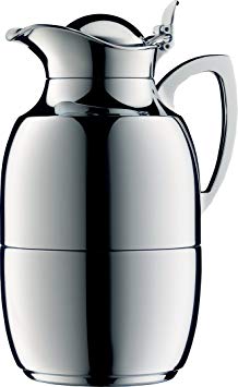 alfi Juwel Glass Vacuum Chrome Plated Brass Thermal Carafe for Hot and Cold Beverages, 1.0 L, Chrome