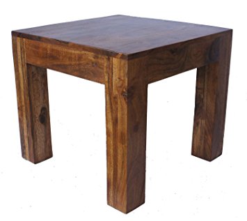 Sheesham Wood Coffee Side Table Cube Modern Design 45Cm (Rosewood)