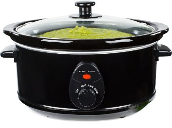 Andrew James 3.5 Litre Premium Black Slow Cooker with Tempered Glass Lid, Removable Ceramic Inner Bowl and Three Temperature Settings, Includes 2 Year Warranty