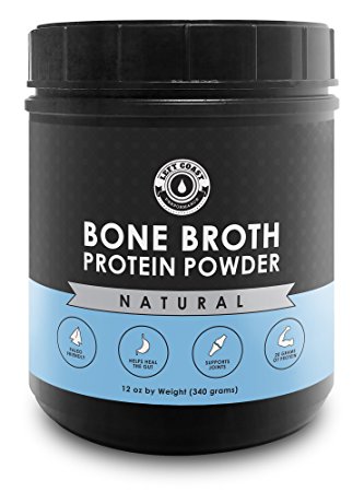 Bone Broth Protein Powder, 100% Pure From Beef - No Added Flavours. No Fillers. 12 oz Gut-Friendly, Non-GMO, Paleo-Friendly, Dairy-Free Protein Powder. Left Coast Performance