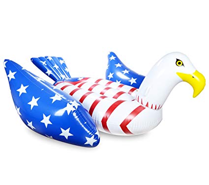Mimosa Inc American Flag Bald Eagle Inflatable Premium Quality Giant Size Pool Float