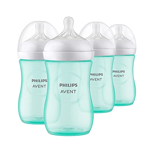 Philips AVENT Natural Baby Bottle with Natural Response Nipple, Teal, 9oz, 4pk, SCY903/44