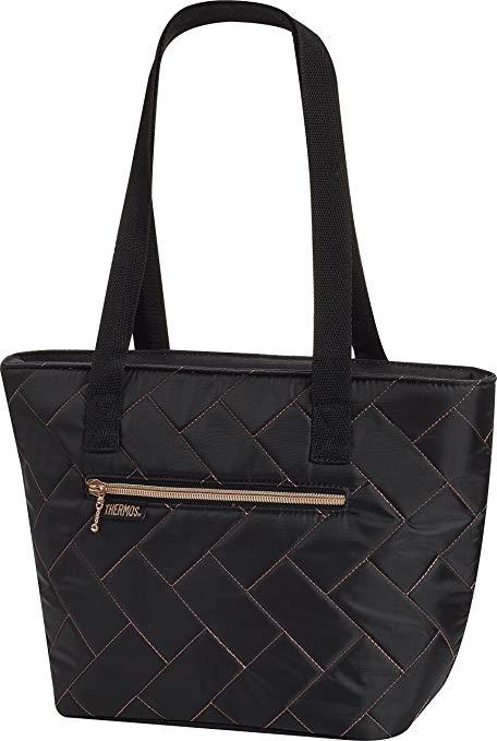 Thermos Raya 9 Can Lunch Tote, Black Chevron Quilt