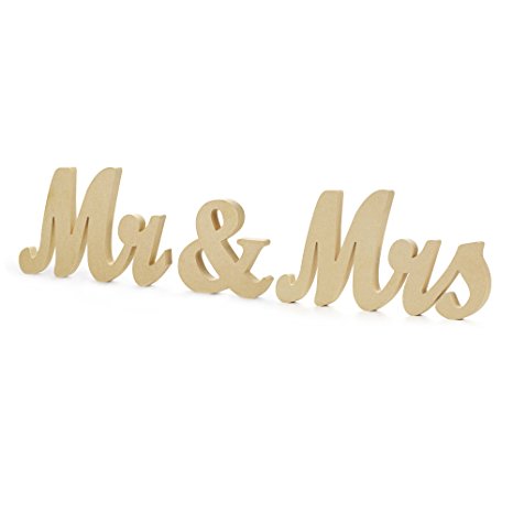 Mr & Mrs Letters Sign - Vintage Style Wooden DIY Decor for Wedding Decoration Table Decor